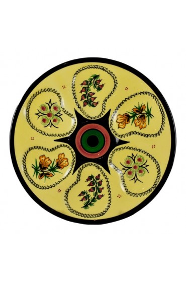 Home Tableware & Barware | Henriot Quimper Mid-Century French Faïence Sunny Yellow Floral Oyster Plate - OH34898