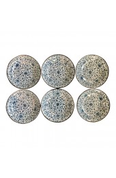 Home Tableware & Barware | Late Twentieth Century Japanese Blue and White Ceramic Porcelain Arabesque Pattern Set of Six 6 Plates Bowls Vintage Signed - AP98289