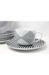 Home Tableware & Barware | Modern Black/White/Turquoise Stripe Dinnerware - Set of 16 - OE80189