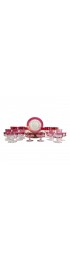 Home Tableware & Barware | Tiffan-Franciscan Pink Cranberry King's Crown Flashed Plate & Glassware Set - Set of 31 - YH34956