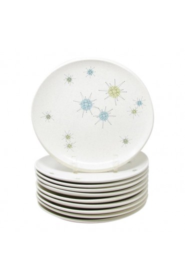 Home Tableware & Barware | Vintage Franciscan Starburst Earthenware Dinner Plates With Atomic Design - 10 Pieces - XR58024