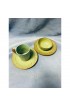 Home Tableware & Barware | Vintage Frankoma Mayan Aztec Prairie Green Salad Plates Small Bowl & Large Cup Collection- 4 Pieces - YA71696