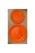Home Tableware & Barware | Vintage Orange Glazed Porcelain Dinner and Salad Plates Set With Brown Trim- 8 Pieces - TW60114