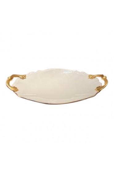 Home Tableware & Barware | 1970s Lenox Valencia Ivory Porcelain Platter With 24k Gold Handles - LP85781