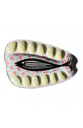 Home Tableware & Barware | Alessio Tasca Italian Abstract Ceramic Pink Yellow and Blue Fish and Oyster Plate Platter - GP83155