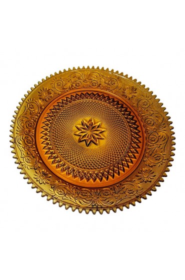 Home Tableware & Barware | Mid-Century Modern Indiana Round Amber Glass Serving Platter - QH48966