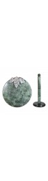Home Tableware & Barware | Vintage Green Marble With Aluminum Grape Cheese Platter Cutting Board and Paper Towel Holder Set - a Pair - JX81714