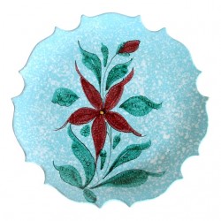 Home Tableware & Barware | Vintage Hand Painted Turquoise Blue Italian Ceramic Floral Platter / Charger - MW22827