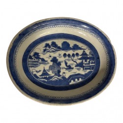 Home Tableware & Barware | Mid 19th Century Blue & White Canton Oval Platter - NV11985