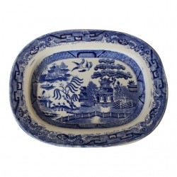 Home Tableware & Barware | Mid-19th Century English Blue Willow Porcelain Platter - IN63145