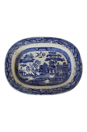 Home Tableware & Barware | Mid-19th Century English Blue Willow Porcelain Platter - IN63145