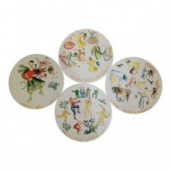 Home Tableware & Barware | Vintage Italian Large 12 Days of Christmas Hand-Painted Serving Plates- Set of 4 - BN63891
