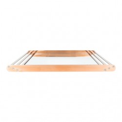 Home Tableware & Barware | Art Deco Machine Age Skyscraper Style Mirrored Tray with Copper and Chrome - YG49032