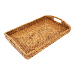 Home Tableware & Barware | Artifacts Rattan Rectangular Serving Tray with High Handles in Honey Brown - 21