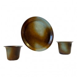 Home Tableware & Barware | Bronze Vases and Tray by Bernhard Linder for Metalkonst, 1930s, Set of 3 - AU24136