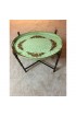 Home Tableware & Barware | Hand Painted Green Oval Tole Tray on Folding Iron Stand - VA87692