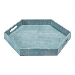 Home Tableware & Barware | Shagreen Hex Tray in Turquoise - JF34146