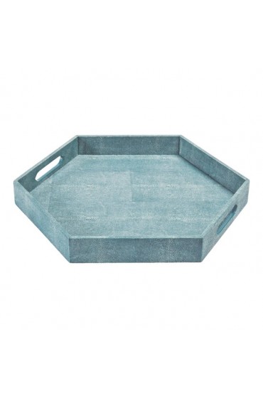 Home Tableware & Barware | Shagreen Hex Tray in Turquoise - JF34146
