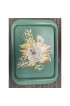 Home Tableware & Barware | Vintage Green Flower Print Metal Trays- Set of 8 - BQ26001