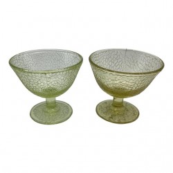 Home Tableware & Barware | 1930s Crackle Yellow Canary Vaseline Sherbet Cups- Set of 2 - CZ90053