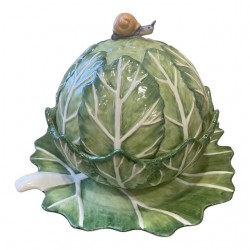 Home Tableware & Barware | Mario Buatta Style Cabbage Form Tureen, Cover, and Underplate With Snail - YG76739