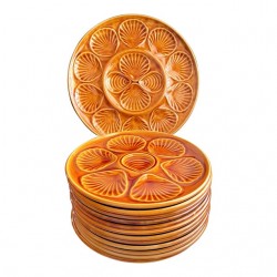 Home Tableware & Barware | Vintage Moulin Des Loups Caramel Brown Master Oyster Platter and Plates Set- 13 Pieces - CV84539