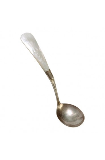 Home Tableware & Barware | 1900s Sterling Silver Trimmed Mother of Pearl Gravy Spoon - UR57582