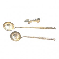 Home Tableware & Barware | Chinoiserie Silver Dragon Serving Spoons & Holder - Set of 3 - UH29485
