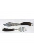 Home Tableware & Barware | Fine Hand Engraved Antique Sheffield Silver & Antler Fish Serving Set - CQ57544