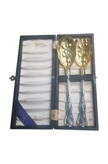 Home Tableware & Barware | Mid-Century William Adams Gold Wash Sheffield Serving Spoons- 2 Pieces - FG52556