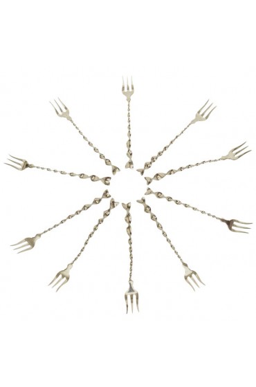 Home Tableware & Barware | Sterling Silver Twist and Ball Cocktail or Serving Forks Set of 10 - AD25872