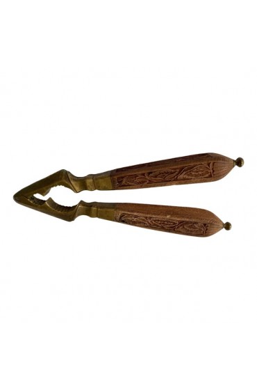 Home Tableware & Barware | Vintage Brass Nut Cracker With Carved Wooden Handle - NE78072
