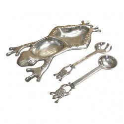 Home Tableware & Barware | Vintage Large Cast Aluminum Frog Serving Set- 3 Pieces - AM84701