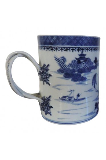 Home Tableware & Barware | 18th Century Chinese Export Blue & White Porcelain Nanking Pattern Tankard Mug - GS48768