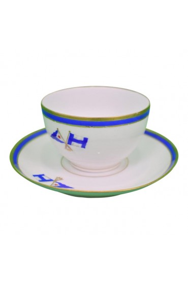 Home Tableware & Barware | 1930s Private Beverly Ma Yacht Club 'Burgee' (Left) X Private Signal (Right) Cup & Saucer Set Made in France - VQ21484