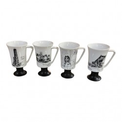 Home Tableware & Barware | 1960s Mid-Century Modern Chicago Scenes Mugs- Set of 4 - VY91818