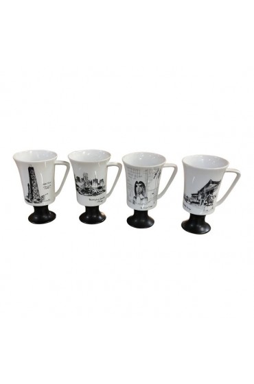 Home Tableware & Barware | 1960s Mid-Century Modern Chicago Scenes Mugs- Set of 4 - VY91818