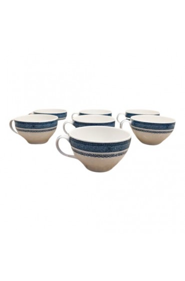 Home Tableware & Barware | 1960s Old Cathay Chinoiserie Blue & White Flat Cups - Set of 7 - YA94775