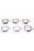 Home Tableware & Barware | 1960s Pfaltzgraff Usa Stoneware Yorktowne Blue and Cream Floral Stenciled Pattern Flat Bottom Cups- Set of 6 - ZH39138