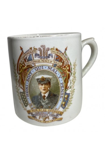 Home Tableware & Barware | Antique 1911 King Georg Llandrindod Wells Investiture of Prince of Wales Mug - WY29960