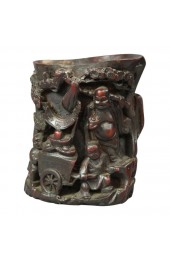 Home Tableware & Barware | Antique Chinese Carved-In-Relief Resin Genre Scene Libation Cup - SZ30779