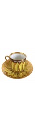 Home Tableware & Barware | Early 19th Century French Empire Porcelain Neoclassical Coffee Can Tea Cup & Saucer, Yellow Leaves with Gold - A Pair - LZ51510
