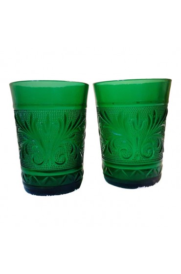 Home Tableware & Barware | Early 20th C. Emerald Green Tumbler Glasses- a Pair - XY43112