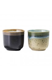 Home Tableware & Barware | Japanese Sake Tea Cups in Green & Gold Raku Ceramic from Laab Milano, Set of 2 - XJ89473