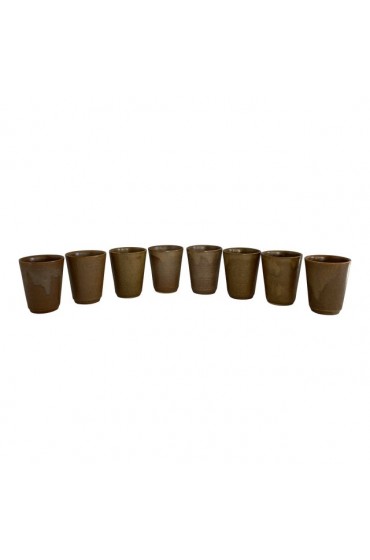 Home Tableware & Barware | Mid-Century French Digoin Glazed Stoneware Pottery Mugs Gobelets - Set of 6 - UT73691