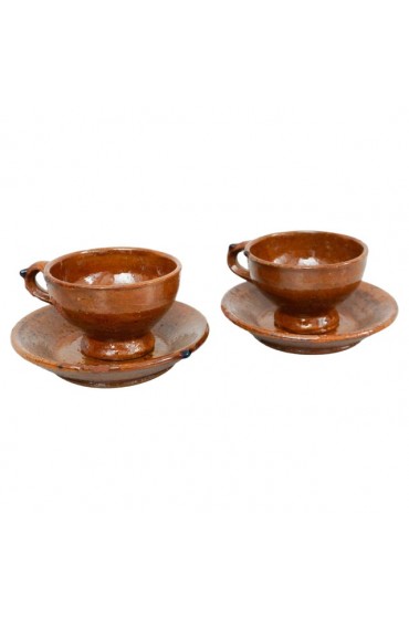 Home Tableware & Barware | Rustic Traditional Ceramic Tea Cups, 1950s, Set of 2 - HM26806