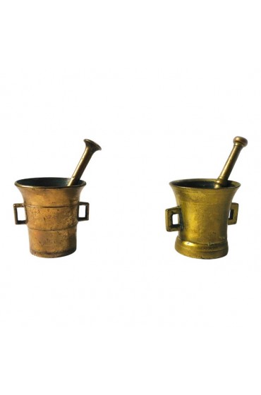 Home Tableware & Barware | Small Antique 1900s Solid Brass Apothecary Mortars and Pestles - Set of 2 - XS82201