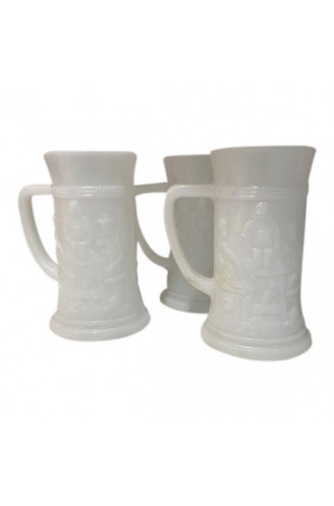 Home Tableware & Barware | Vintage 1950s Federal Glass Company Milk Glass Steins - Set of 3 - NC14844