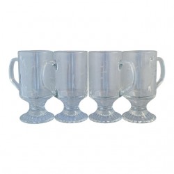 Home Tableware & Barware | Vintage 1960s Princess House Footed Clear Pressed Cut Glass Mugs Latte Glasses - Set of 4 - OT44637
