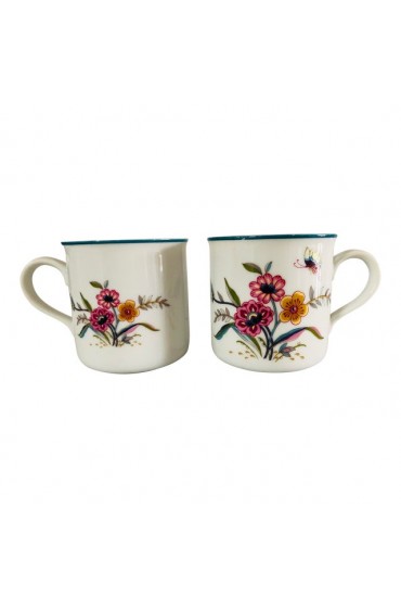 Home Tableware & Barware | Vintage Floral Design Porcelain Coffee & Tea Mugs S/2 - VS61152